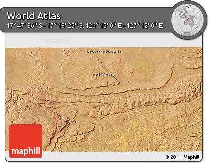 Satellite 3D Map of the Area around 17° 30' 31" S, 126° 43' 29" E