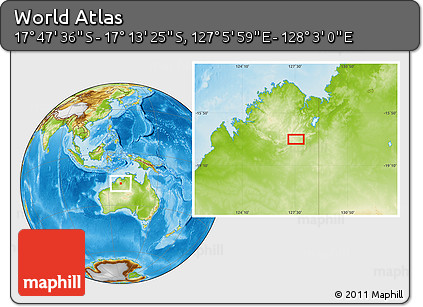 Physical Location Map of the Area around 17° 30' 31" S, 127° 34' 30" E