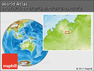 Physical Location Map of the Area around 17° 30' 31" S, 127° 34' 30" E