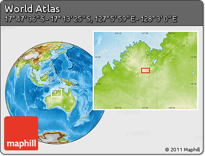Physical Location Map of the Area around 17° 30' 31" S, 127° 34' 30" E