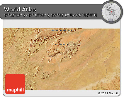 Satellite 3D Map of the Area around 17° 30' 31" S, 128° 25' 30" E
