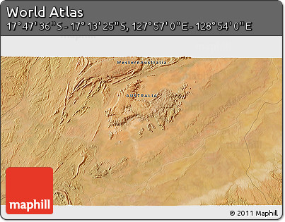 Satellite 3D Map of the Area around 17° 30' 31" S, 128° 25' 30" E