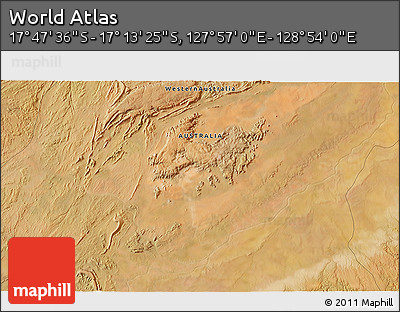Satellite 3D Map of the Area around 17° 30' 31" S, 128° 25' 30" E