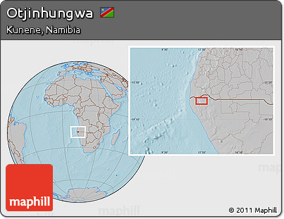 Gray Location Map of Otjinhungwa, hill shading