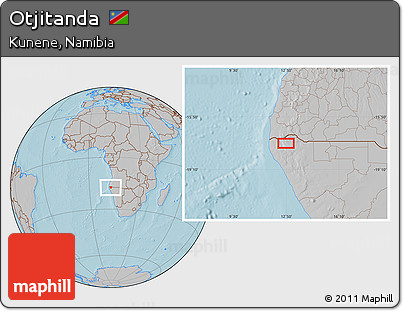 Gray Location Map of Otjitanda, hill shading