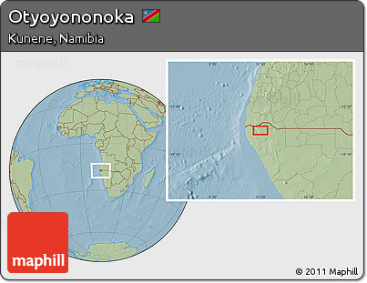 Savanna Style Location Map of Otyoyononoka, hill shading