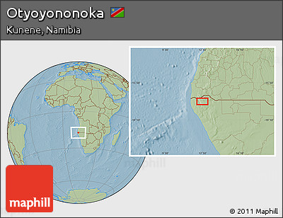 Savanna Style Location Map of Otyoyononoka, hill shading