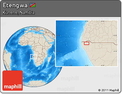 Shaded Relief Location Map of Etengwa