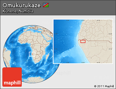Shaded Relief Location Map of Omukurukaze