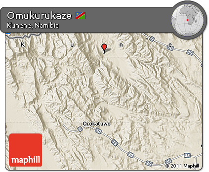 Shaded Relief Map of Omukurukaze