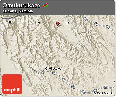 Shaded Relief Map of Omukurukaze