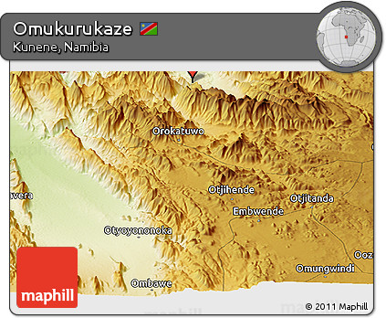 Physical Panoramic Map of Omukurukaze