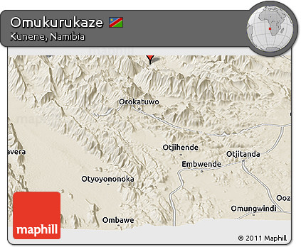 Shaded Relief Panoramic Map of Omukurukaze