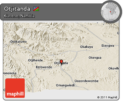 Shaded Relief Panoramic Map of Otjitanda