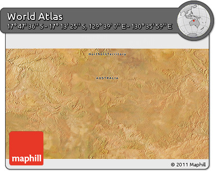 Satellite 3D Map of the Area around 17° 30' 31" S, 130° 7' 30" E