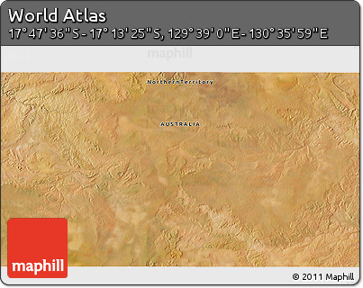 Satellite 3D Map of the Area around 17° 30' 31" S, 130° 7' 30" E