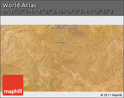 Satellite 3D Map of the Area around 17° 30' 31" S, 130° 7' 30" E
