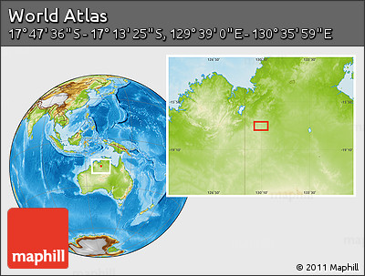Physical Location Map of the Area around 17° 30' 31" S, 130° 7' 30" E