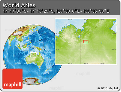 Physical Location Map of the Area around 17° 30' 31" S, 130° 7' 30" E