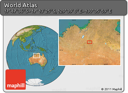 Satellite Location Map of the Area around 17° 30' 31" S, 130° 7' 30" E