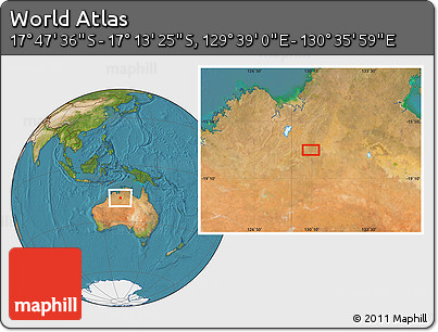 Satellite Location Map of the Area around 17° 30' 31" S, 130° 7' 30" E