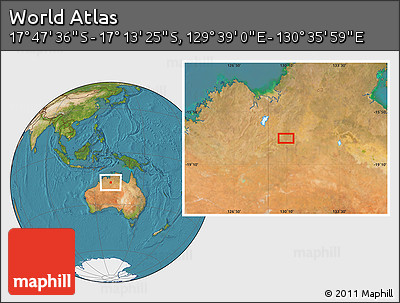 Satellite Location Map of the Area around 17° 30' 31" S, 130° 7' 30" E