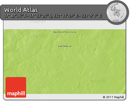 Physical 3D Map of the Area around 17° 30' 31" S, 132° 40' 30" E