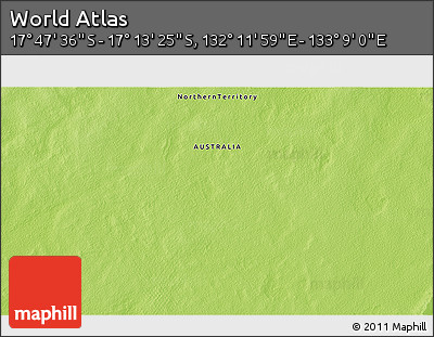 Physical 3D Map of the Area around 17° 30' 31" S, 132° 40' 30" E