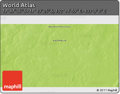 Physical 3D Map of the Area around 17° 30' 31" S, 132° 40' 30" E