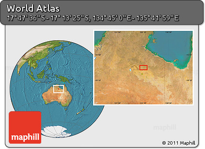 Satellite Location Map of the Area around 17° 30' 31" S, 135° 13' 29" E