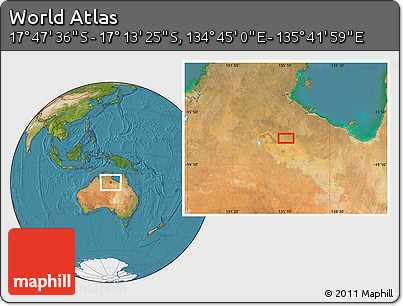 Satellite Location Map of the Area around 17° 30' 31" S, 135° 13' 29" E