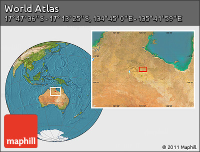 Satellite Location Map of the Area around 17° 30' 31" S, 135° 13' 29" E