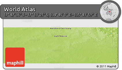 Physical Panoramic Map of the Area around 17° 30' 31" S, 135° 13' 29" E