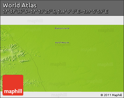 Physical 3D Map of the Area around 17° 30' 31" S, 138° 37' 30" E