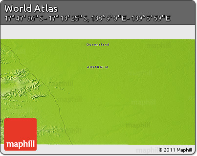 Physical 3D Map of the Area around 17° 30' 31" S, 138° 37' 30" E