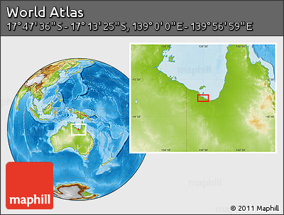 Physical Location Map of the Area around 17° 30' 31" S, 139° 28' 29" E