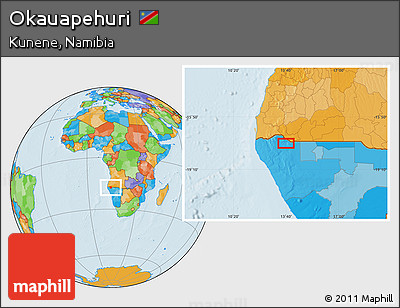 Political Location Map of Okauapehuri