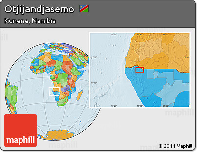 Political Location Map of Otjijandjasemo