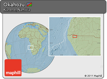 Savanna Style Location Map of Okahozu, hill shading