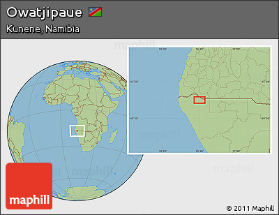 Savanna Style Location Map of Owatjipaue
