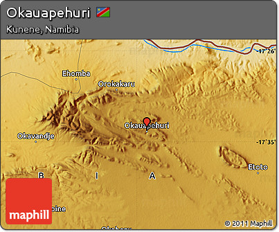 Physical Map of Okauapehuri