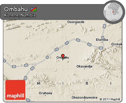 Shaded Relief Map of Ombahu