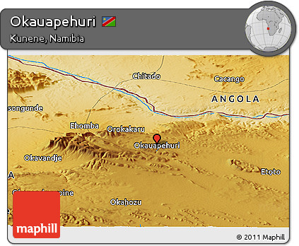 Physical Panoramic Map of Okauapehuri