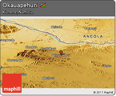 Physical Panoramic Map of Okauapehuri