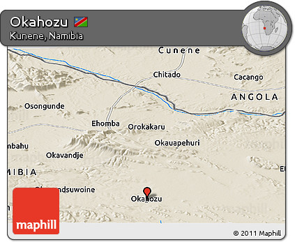 Shaded Relief Panoramic Map of Okahozu