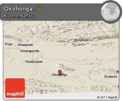 Shaded Relief Panoramic Map of Okohonga