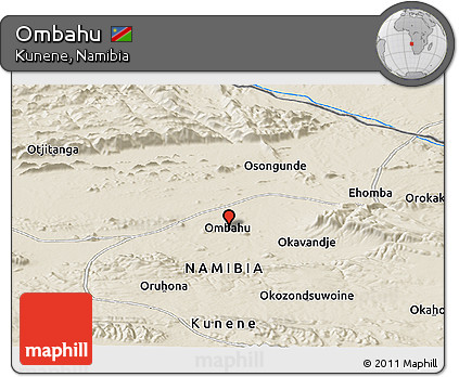 Shaded Relief Panoramic Map of Ombahu
