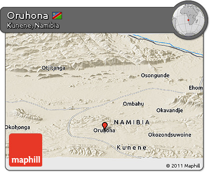 Shaded Relief Panoramic Map of Oruhona