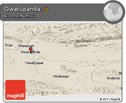 Shaded Relief Panoramic Map of Owatupanda