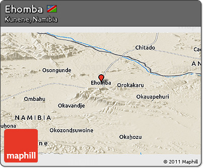 Shaded Relief Panoramic Map of Ehomba